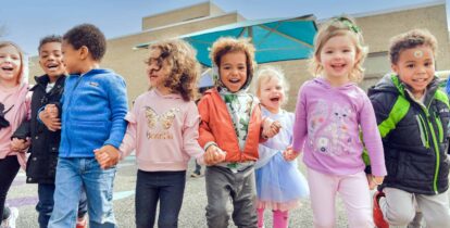 group of preschool children at play outside